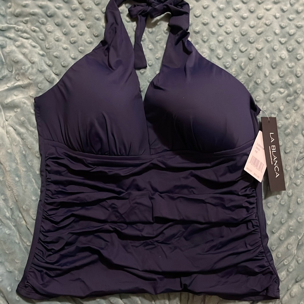 La Blanca indigo tankini top